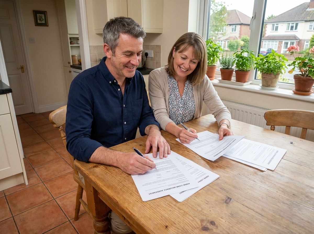 Couple signant un contrat d