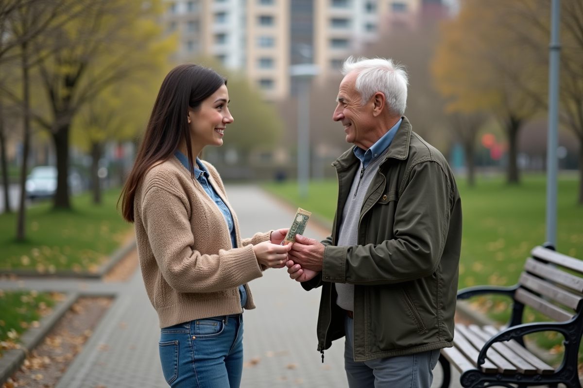 Une jeune femme donne de l