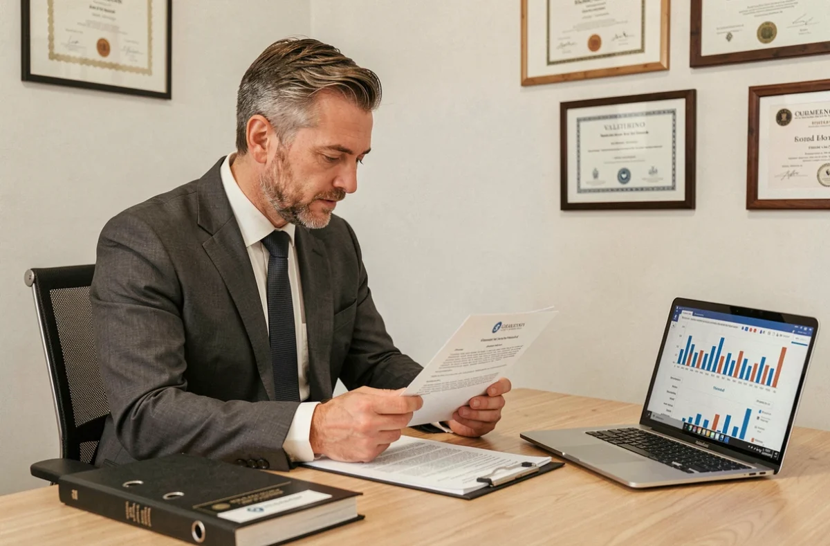 Expert-comptable d'Emetexpertise Marseille examinant un dossier de cession de fonds de commerce