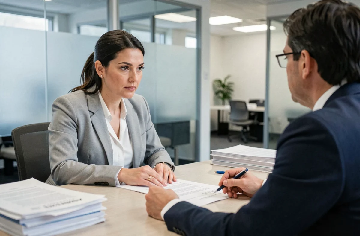 Femme en entretien avec un conseiller Pôle emploi pour ses droits aux allocations chômage