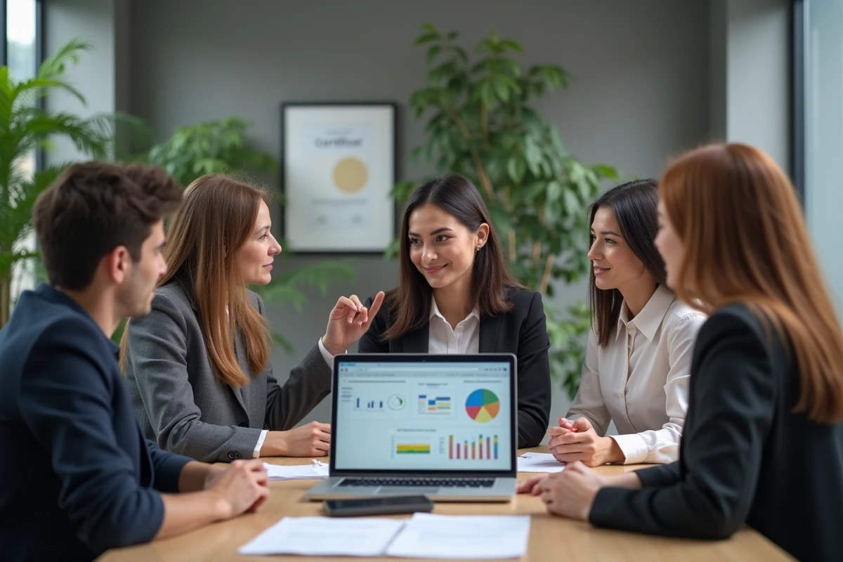 Groupe de trois collègues en réunion de travail