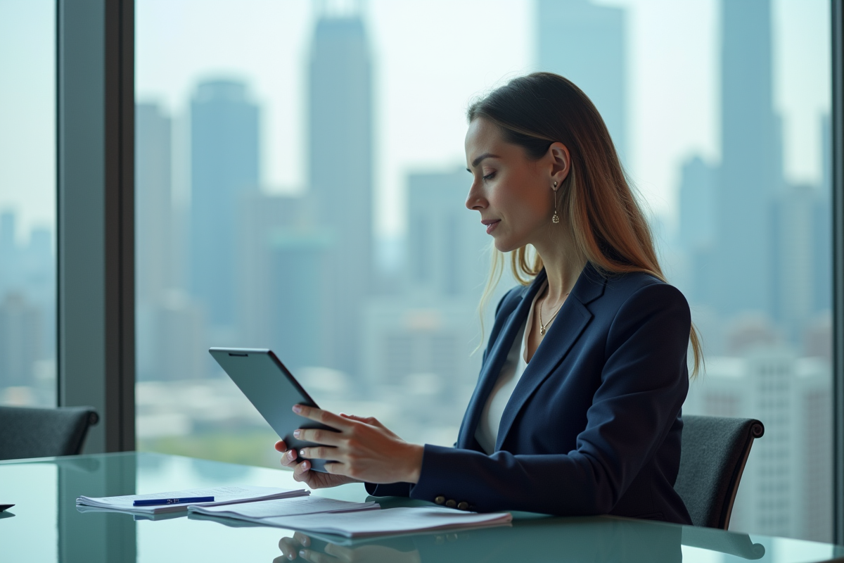 Femme d'affaires confiante dans un bureau moderne