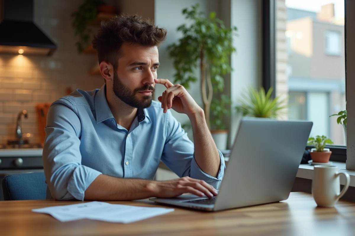 Jeune salarié simulant l'imposition de sa prime Macron sur un site gouvernemental depuis son domicile