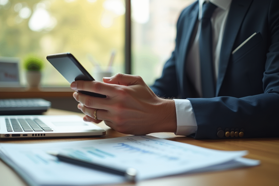 Personne utilisant une application bancaire en ligne sur smartphone