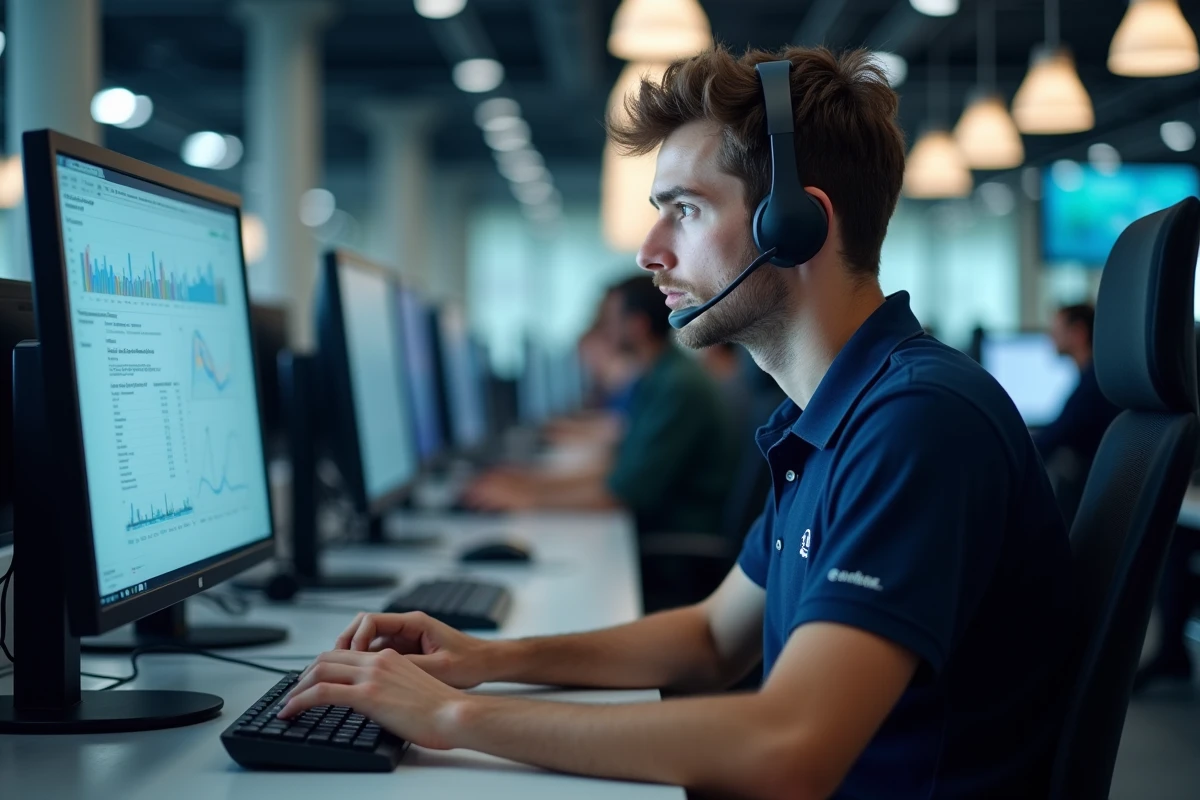 Technicien support informatique résolvant des problèmes de connexion réseau en entreprise